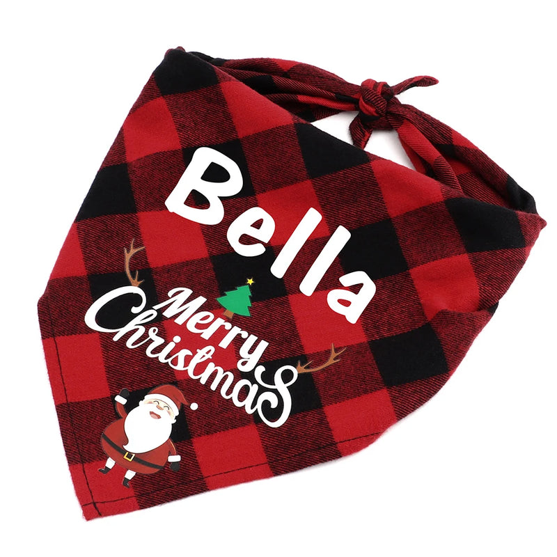 Free Custom Christmas Dog Bandana Cute Birthday Pet Puppy Triangle Scarf Adjustable Bandanas Bibs for Dogs Cats Pet Supplies Pug