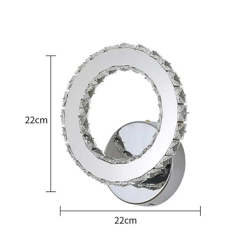 Crystal Wall Lamps, 6000K LED Wall Lamp K9 Crystal 16W LED Wall Sconce for Living Room, Bedroom, Cool White Light