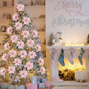 Pink 14.5cm Glitter Artifical Christmas Flowers Mreey Christmas Tree Decoration Happy New Year Ornaments Xmas 2025 Navidad