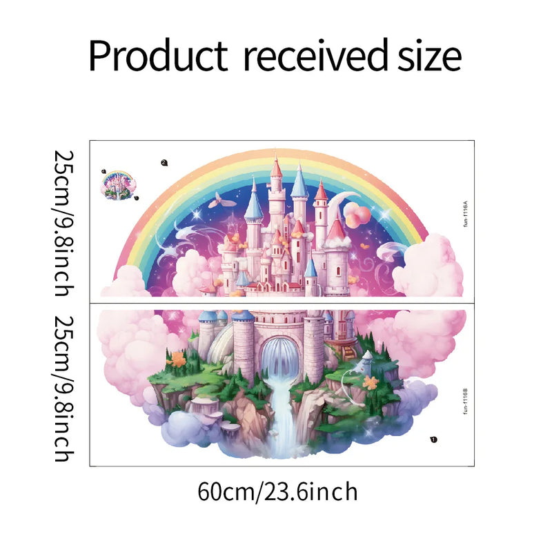 Rainbow Castle Vinyl Child Wall Sticker For Baby Room Decor Bedroom Accessories Furniture Sticker Adhesive Wallpaper Wall Decor