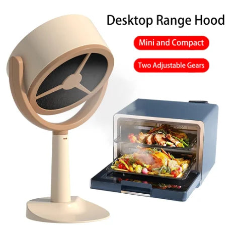 Mini Kitchen Portable Desktop Range Hood Large Suction Rechargeable Exhaust Fan Adjustable Angle USB Plug Indoor BBQ Hotpot Use