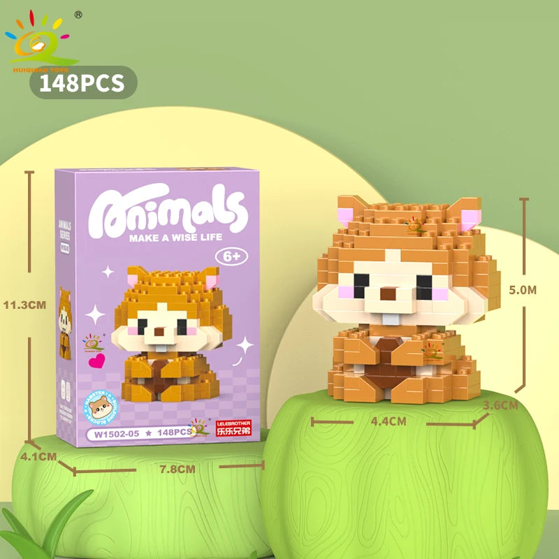 HUIQIBAO Mini Cute Anima Micro Building Blocks 3D Diamond Model LION Bricks DIY City Construction Toys for Children Kids Gift