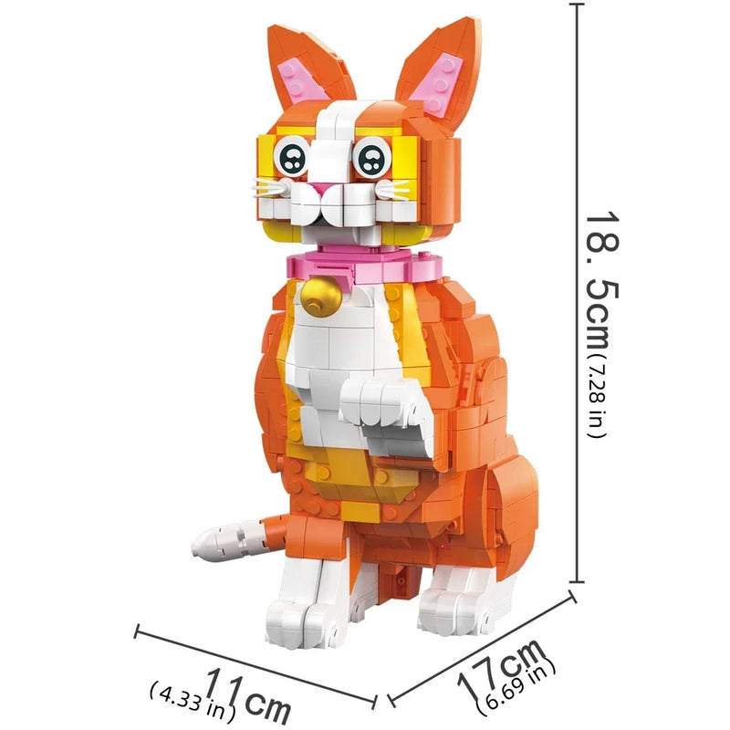 KNEW BUILT Adorable Cat Mini Model Building Blocks Expressive Faces Orange and Black Options for Kid Toys Pet Fans Style Bricks
