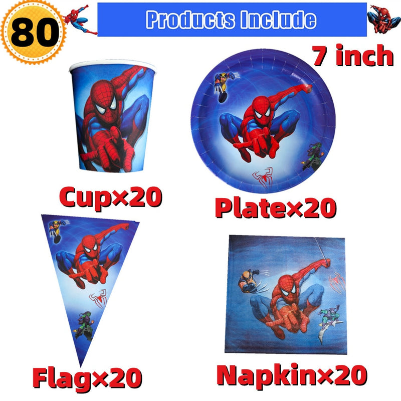 10/20 people Spiderman Theme Birthday Party Decorations Set Paper Cup 7inch Plate Superhero Baby Shower Kids Boys Party Supplies