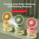 2024 Summer New Humidifier Spray Fan Portable USB Water-cooled Mini Desktop Household Appliances Water Mist Fan with LED Light