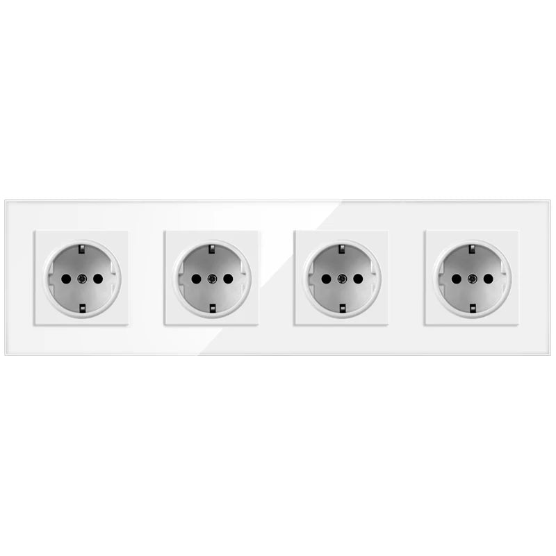 JHJCH wall crystal glass panel power socket plug has been grounded, 16a European standard power socket 86mm * 86mm