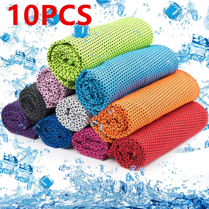 10Pack Cooling Towel Workout Towel Ice Towel for Neck, Microfiber Towel Soft Breathable Chilly Towel for Sports Yoga Gym Outdoor