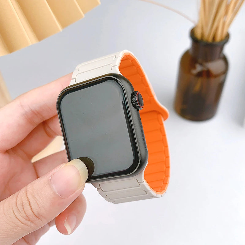 Magnetic Strap for Apple Watch Band 44mm 49mm 45mm 41mm 40mm Silicone Bracelet for IWatch Ultra 2 Series 9 8 7 6 5 4 SE 3 42mm