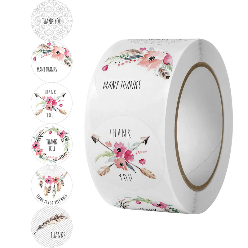 500pcs Labels Roll Flower Thank You Stickers Scrapbooking For Gift Decoration Stationery Sticker Seal Label Handmade Sticker