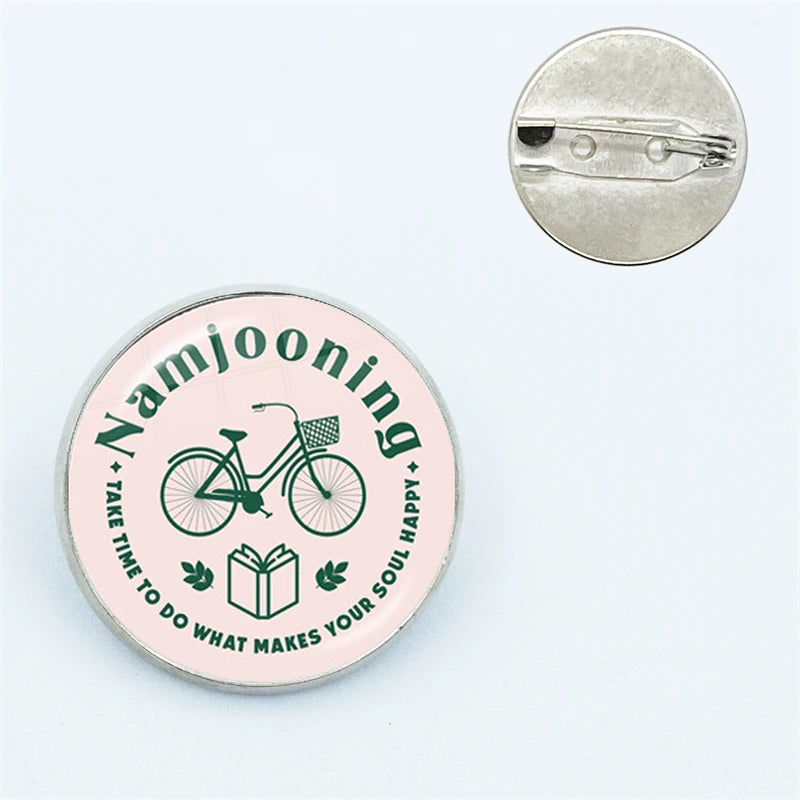 Namjooning Pink Printed Pin Funny Brooches Shirt Lapel Bag Cute Badge Cartoon Glass Pins For Lover Girl Friends