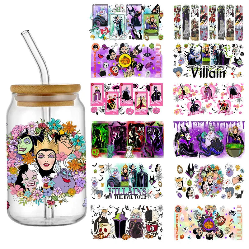 Disney Villain DTF Sticker for 16oz 20oz Mugs Custom UV Halloween Transfer Sticker DIY Logo Waterproof Self-adhesive