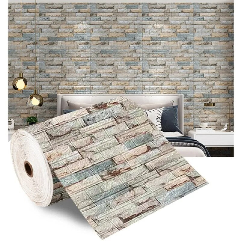 3D Faux Brick Wall Stickers DIY Decorative Self-Adhesive Waterproof Wallpaper Children'S Room Bedroom Kitchen Home Decoration