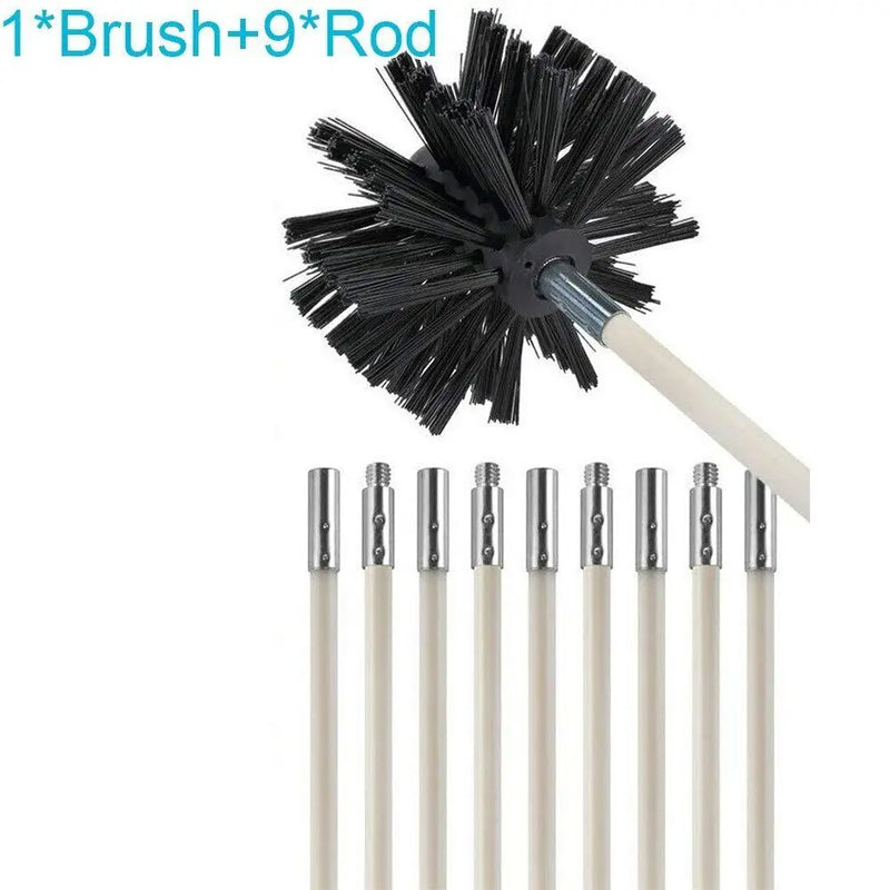 Flexible Chimney Sweep Set Flue Sweeping Brush & Rod Kit Soot Cleaning Rods Nylon Brush Cleaning Tool Kit