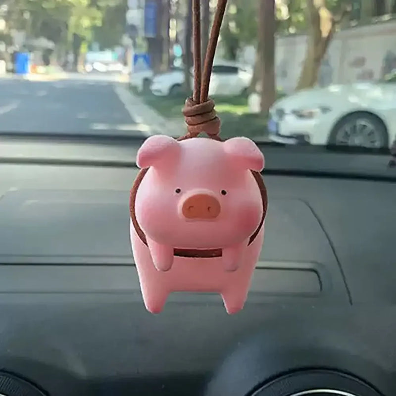 Cute Pig Car Accessorie Swing Pig Car Pendant Auto Rearview Mirror Pendants Birthday Gift Auto Decoraction Ornaments Coche