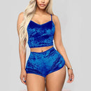 Women Sexy Lingerie Set Oil Shiny Nightwear Super Soft Short Sleepwear Sleeveless Crop Tops Solid Shorts Pajamas Set Casual Wear