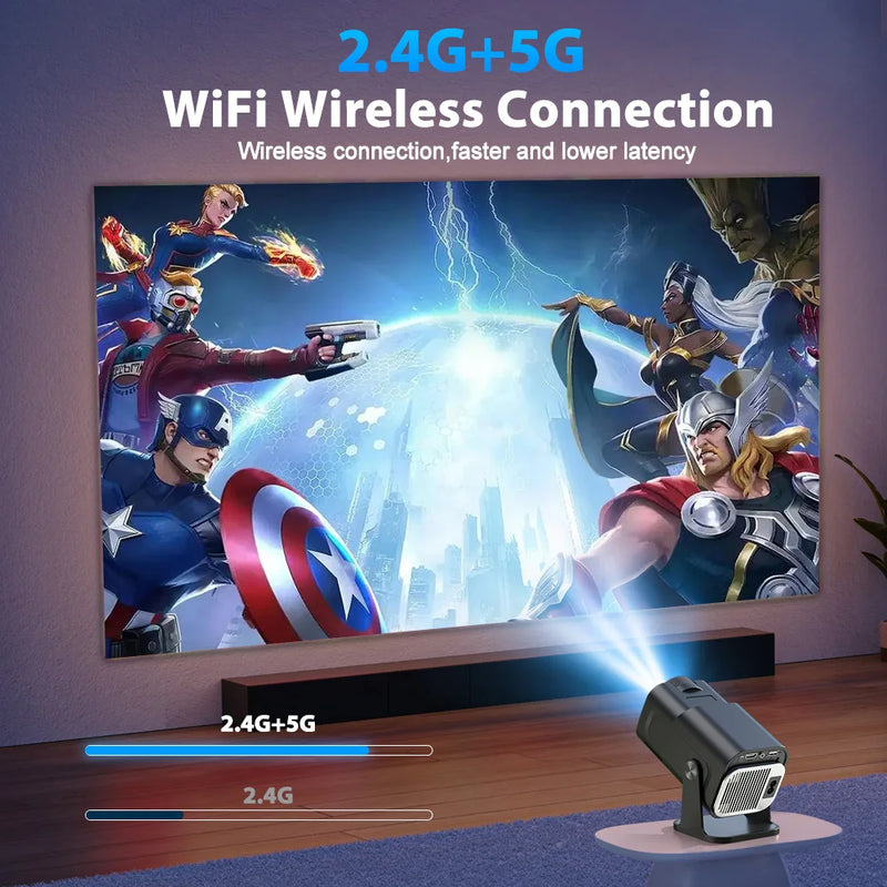 HY320 Mini Portable Projector 4K 1080P Native 1280*720P Android11 WIFI6 BT5.0 Auto Keystone Cinema Video Beam Projector HDMI