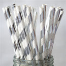 25pcs Foil Gold Silver Disposable Drinking Paper Straws Rainbow for Birthday Wedding Christmas Party Event Supplies