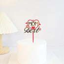 Best Mom Mother's Day Party Cake Topper Pink Red Love You Mum Acrylic Cake Topper for Mommy Birthday Party Cake Decorations Gift