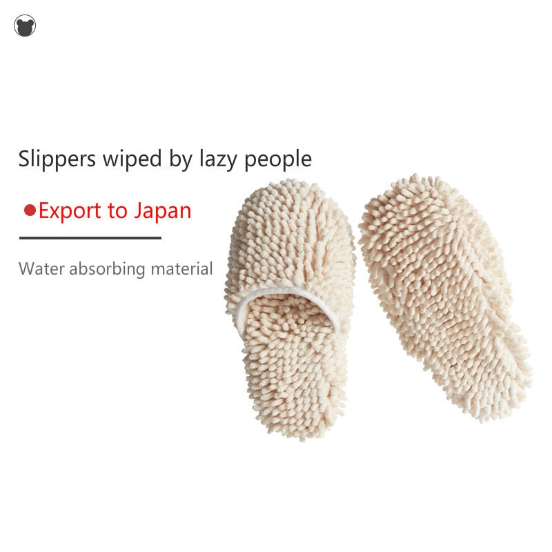 Household Chenille Sucking Water Anti-skid Lazy People Wipe Floor Slippers Home Cleaning Cloth Sweep Clean Rag Export To Japan