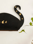 Black Cat Wooden Shelf Moon Phase Chakra Crystal Stone Display Stand Wall Shelf  Witch Home Decor Gothic Room Decor Home Bedroom