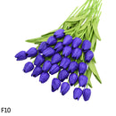 12pcs Artificial Tulip Latex Real Touch For DIY Bouquets Wedding Party Mother's Day Easter Spring Home Dining Decoration