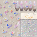 Summer Beach Ocean Shell Starfish Clams Conch Stars Sea Bubble Seasnail Soft Relief Decoration Nail Art Stickers Manicure Decals