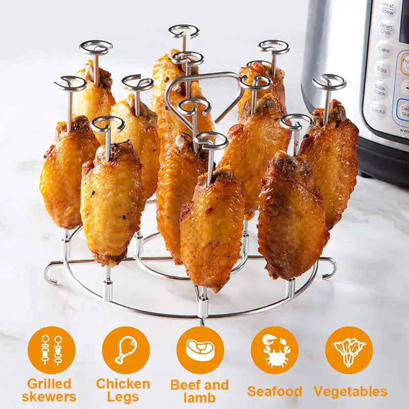 6Qt/8Qt Air Fryer Skewer Stand BBQ Skewers Vertical Skewers Holder Grilling Air Fryer For Ninja For Oven Grill Kitchen Accessory