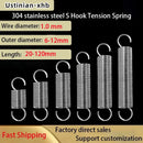 5/2Pcs Wire Diameter: 1.0mm, 304 Stainless Steel S-hook Spiral Coil Tension Spring, Outer Diameter: 6-12mm, Length: 20-120mm