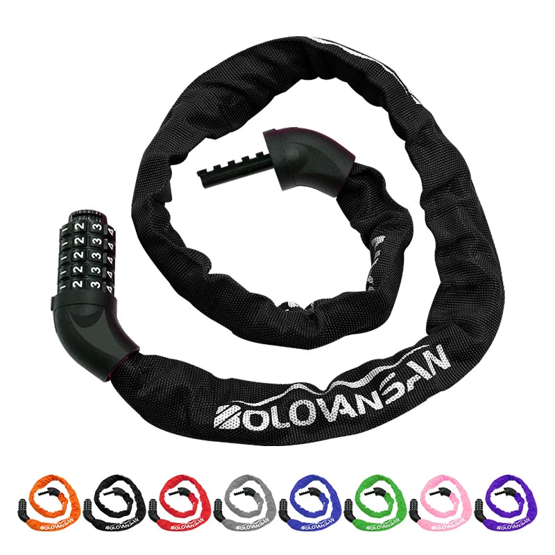 Bike Chain Lock, 5 Digit Combination Heavy Duty Anti Theft Bicycle Chain Lock, For Bicycle, Motorcycle, Door, Gate, Fence