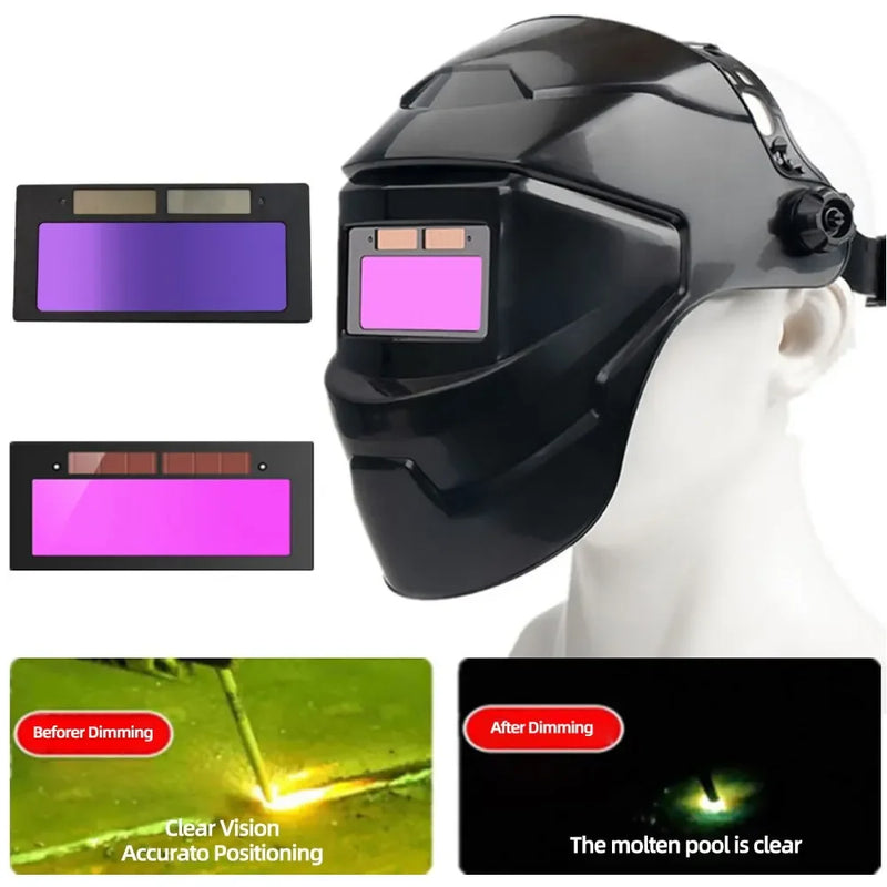 Welding Helmet Welder Mask Chameleon Large View True Color Solar Power Auto Darkening Welding Large For Arc Weld Grind Cut