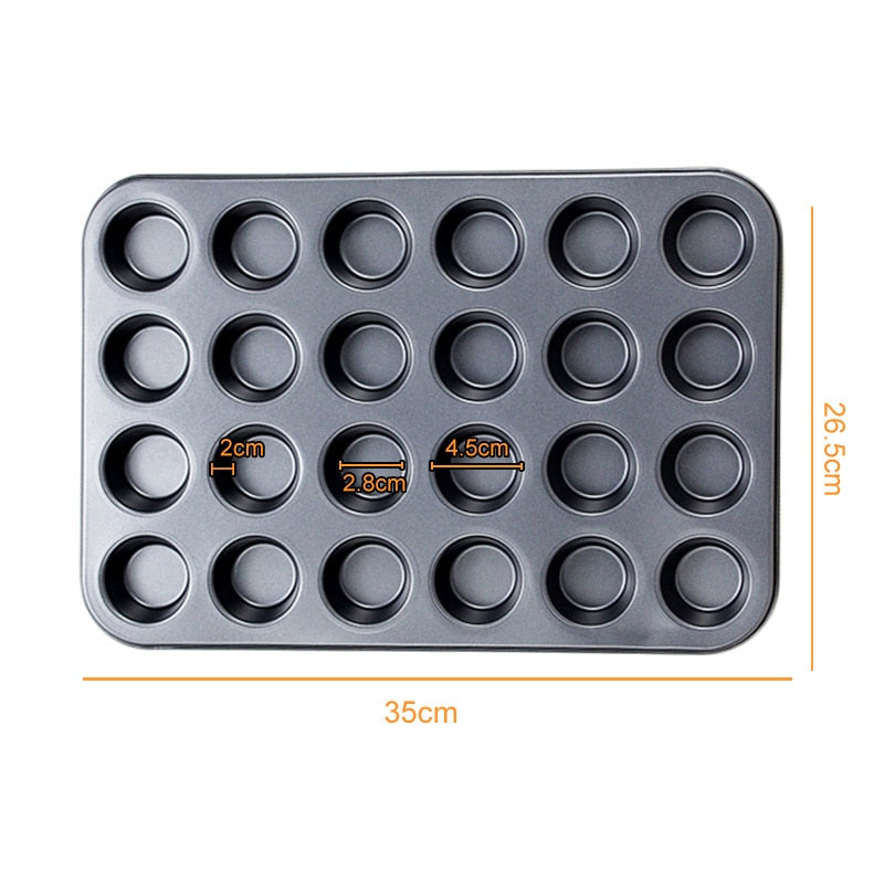 Bakeware Mini Muffin Cake Baking Pan 12/24/48 Holes Cupcake Mold Non Stick Baking Dishes Carbon Steel Oven Trays Pastry Tool 316