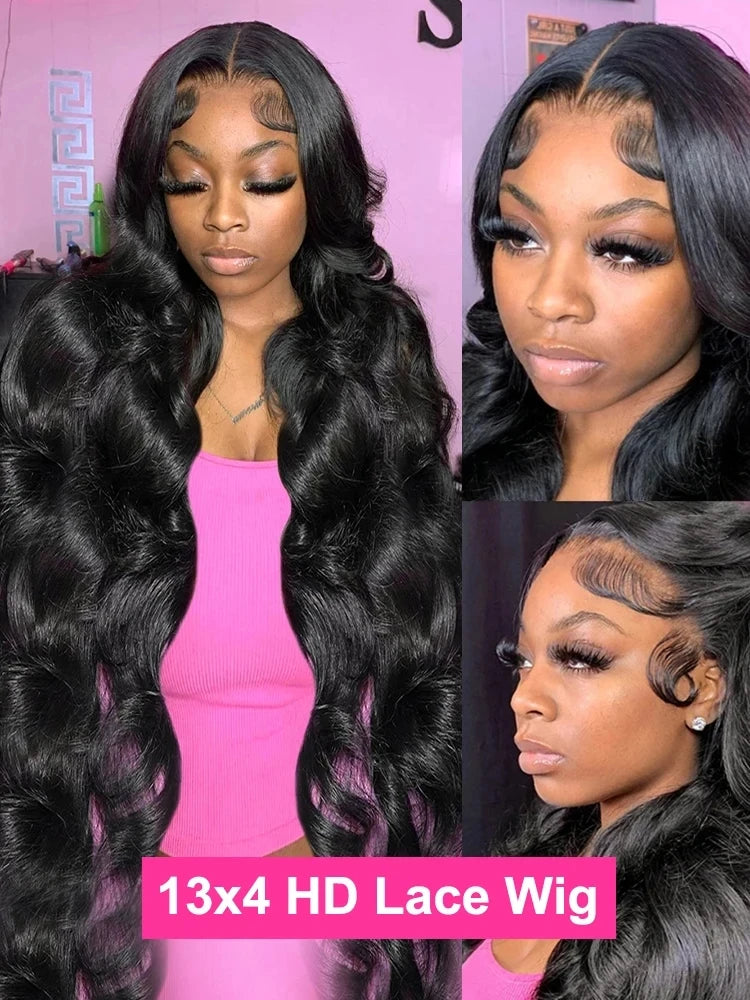 Body Wave Brazilian 13x6 360 HD Transparent Lace Front Wigs Pre Plucked 13x4 Lace Frontal Human Hair Wig For Women