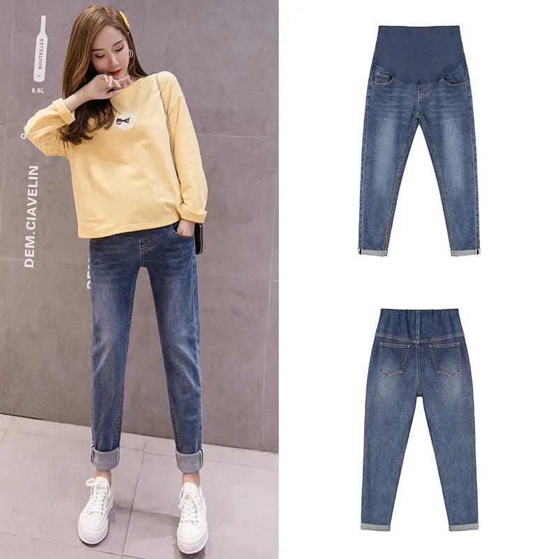 New Autumn Maternity Jeans Pants For Pregnant Women Trousers Casual Loose Jeans Pregnancy Pants Maternity Clothing