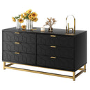Black 6 Drawer Dresser for Bedroom, Wood Chest of Drawers with Metal Legs, Modern Storage Dresser Chest Cabinet Organizer