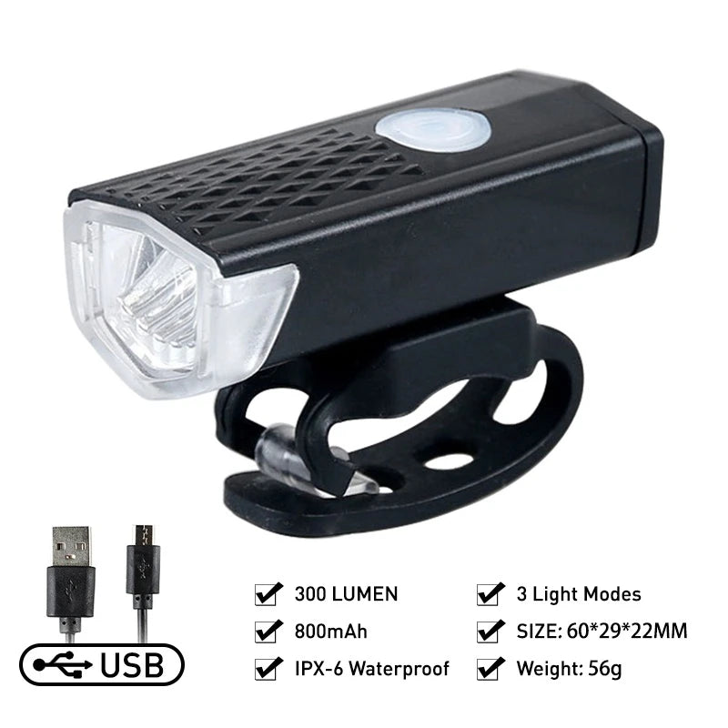 Bicycle Light Waterproof Black Front Red Rear Tail Light LED USB Style Rechargeable or Battery Style Bike Cycling Portable Light