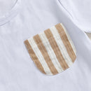 Toddler Boy s Summer Set Short Sleeve Crew Neck Tee with Striped Overall Shorts Cute Baby Boy Outfit for Warm Weather
