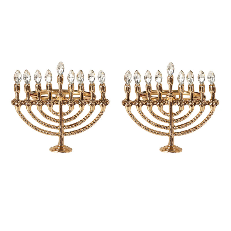 1/2Pcs Jewish Hanukkah Candlestick Gold Napkin Ring Serviette Buckles for Dining Table Chanukah Festival Wedding Party Decoratio