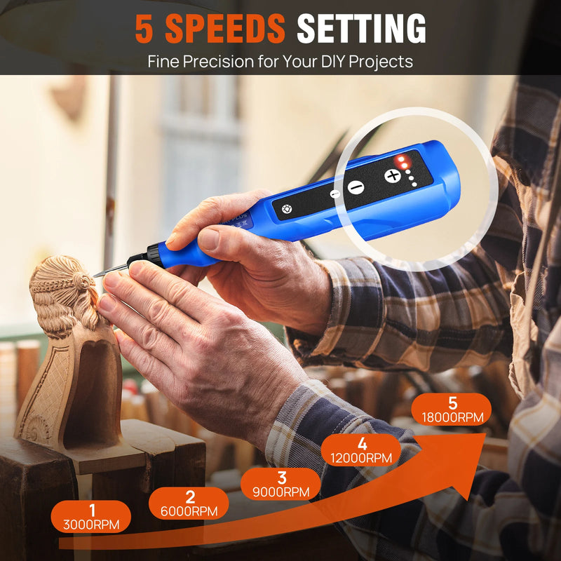 DayPlus Cordless Rotary Tool,1.5Ah 5-Speed, LED Power Multi Tool 80Pcs Accessories Kit for Carving, Polishing, Sanding, Drilling