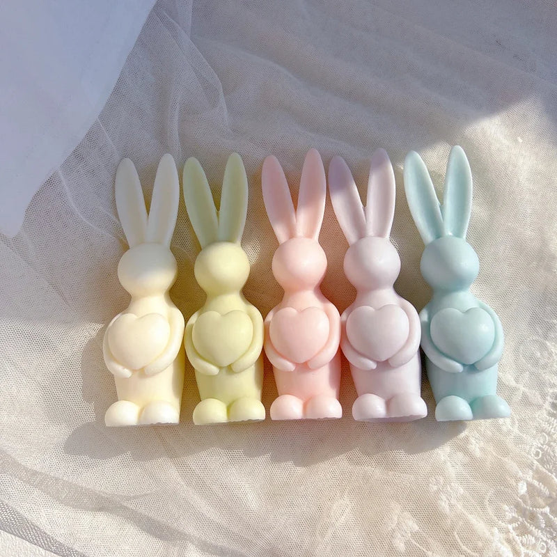Egg Bunny Silicone Mold Long Eared Rabbit Silicone Candle Molds Heart Animal Wax Mould Easter Home Decor