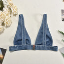 2025 Summer New Denim Sexy Vest Back Buckle Crop Top Tank Top Women Y2k Top