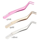 1 PC Eyelash Comb Tweezers Makeup Stainless Steel Non-magnetic Pincet Volume 3D Lashes Extension Tweezers Tools