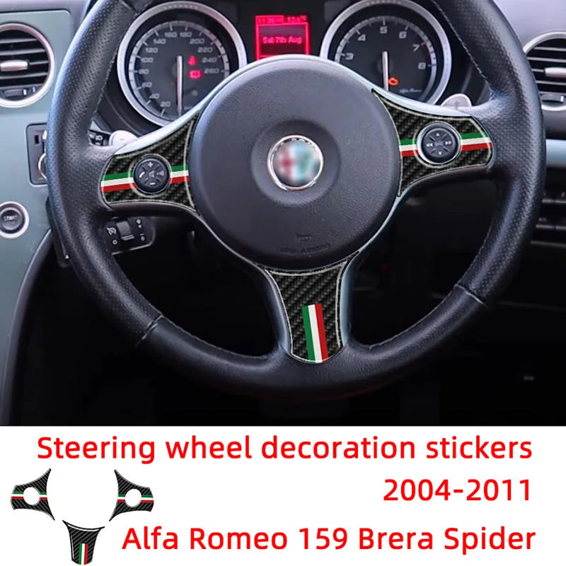 Steering Wheel Panel Decoration Patch Carbon Fiber Car Stickers For Alfa Romeo 2004-2011 Brera 159 Spider Interior Accessories