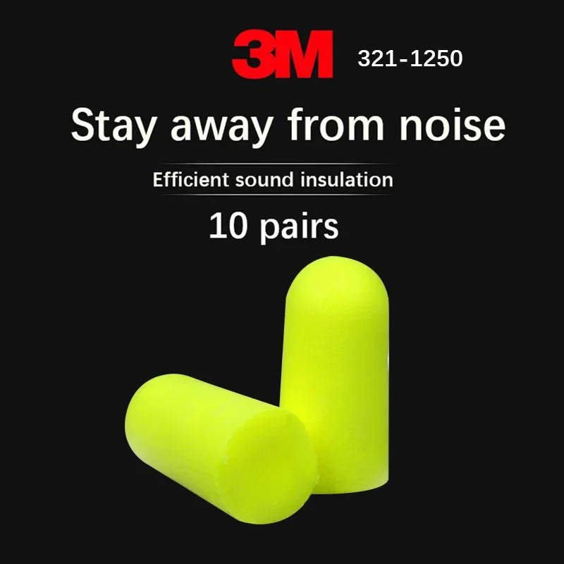 10pairs Authentic 3M 312-1250 Foam Soft corded Ear Plugs Noise Reduction Norope Earplugs Swimming Protective earmuffs