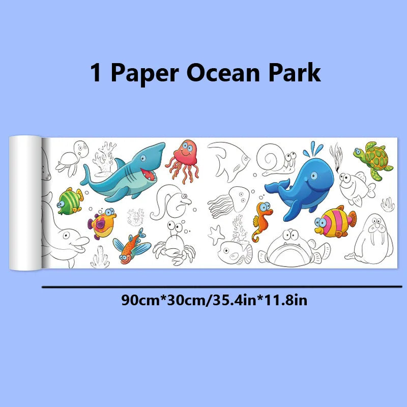 90cm Animal Canvas Children's Drawing Roll DIY Coloring Paper Roll Color Filling Graffiti Paper-cut Painting Educational School