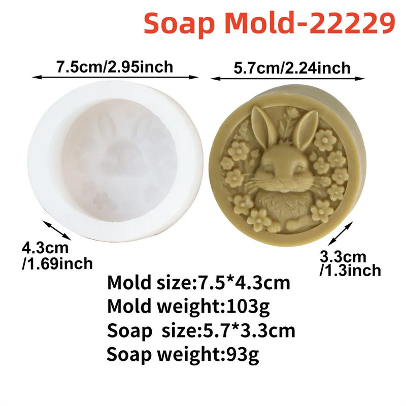 Easter Rabbit Silicone Soap Mold Bunny with Flower Round Silicone Molds Diy Cake Decorative Mousse Baking Tool Festival Gifts