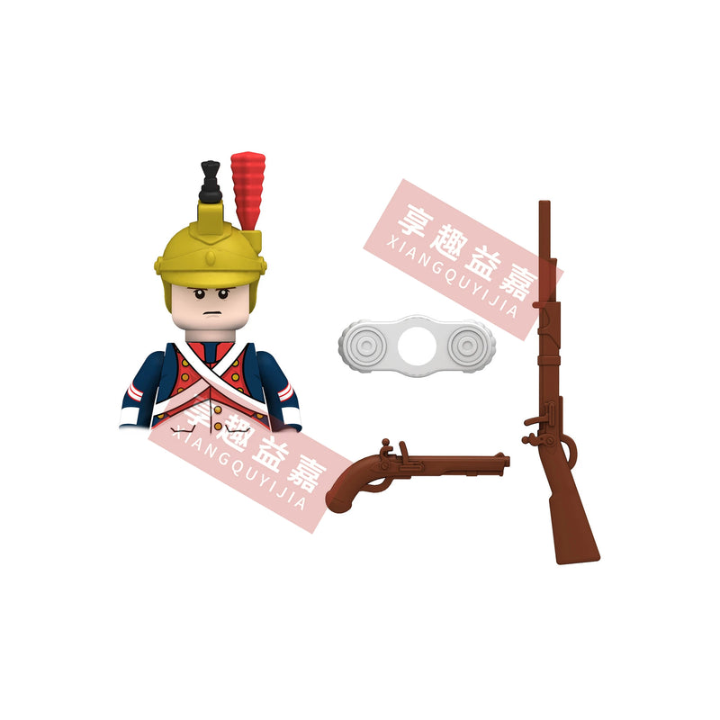Medieval Napoleonic War French Dragoon British Soldiers Pirates Figures Army Scottish Fuisiler Building Blocks Weapons Brick Toy