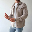 Casual Long-Sleeved Shirt Jacket Men'S Autumn And Winter New American Street Fashion Solid Color Workwear Men'S Shirt