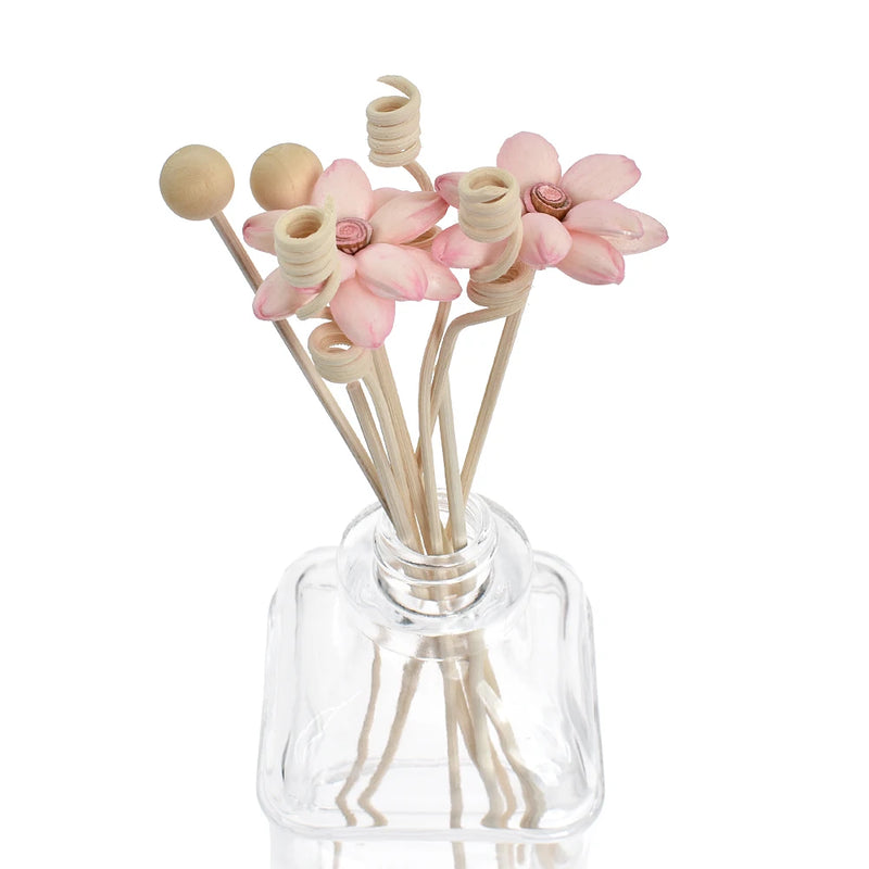 NEW 9PCS Pink Flowers Lotus Rattan Reed Diffuser Fragrance Sticks Artificial Flowers Rattan Stick Diy Ornaments Home Decor