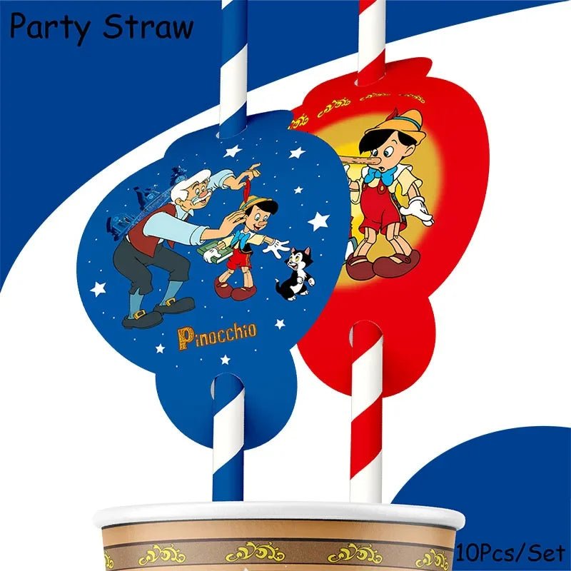 The Adventures of Pinocchio Happy Birthday theme favor party supplies Party Paper  Plate Straw Gift Bag Banner Flag Baby Shower