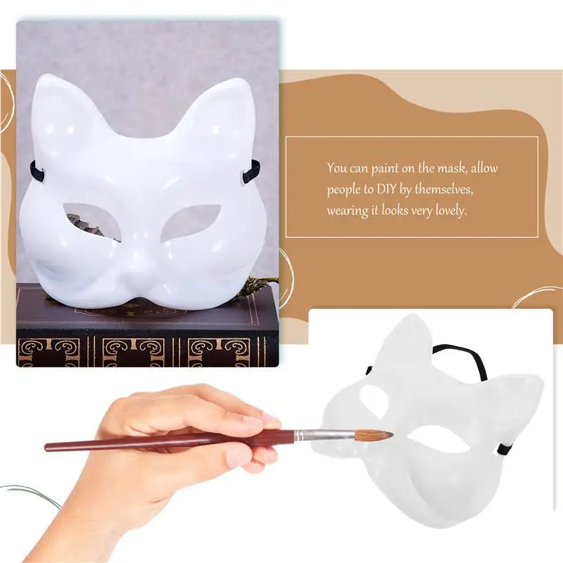 1/2/4pcs Anime Foxes Mask Half Face Cat Masks DIY Unpainted Blank Mask Halloween Festival Cosplay Props